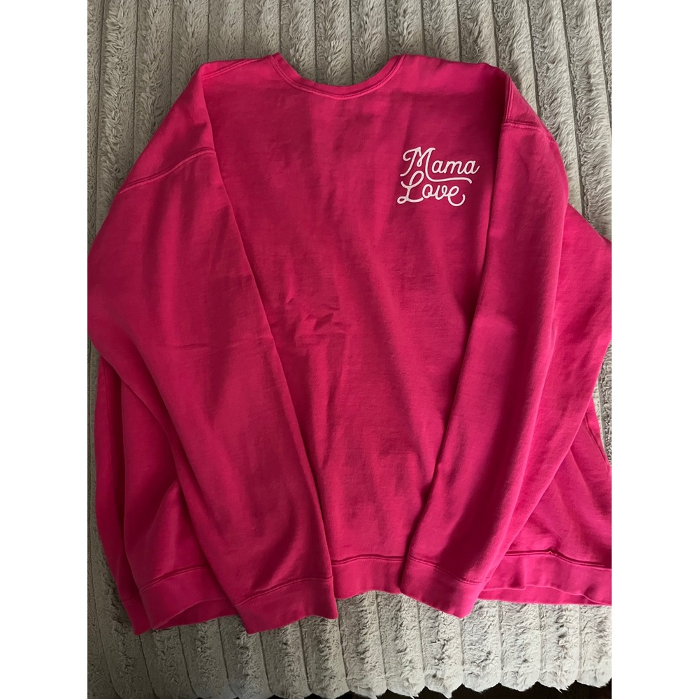 Comfort Colors Mama Love Hot Pink Crewneck Sweatshirt Pullover Women Size XXL